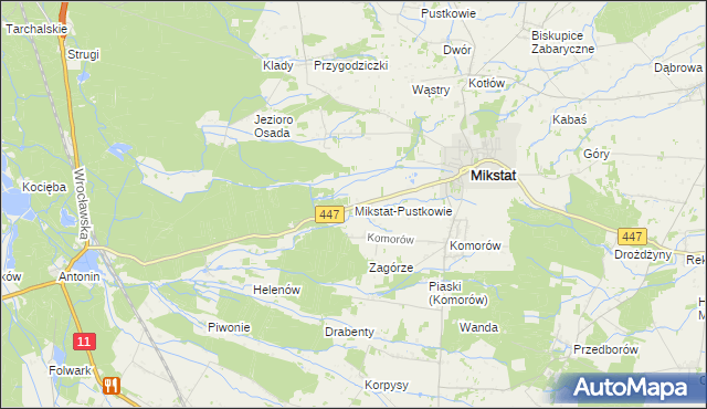 mapa Mikstat-Pustkowie, Mikstat-Pustkowie na mapie Targeo