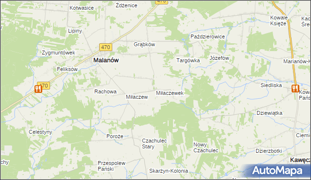 mapa Miłaczewek, Miłaczewek na mapie Targeo