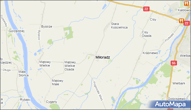 mapa Miłoradz, Miłoradz na mapie Targeo