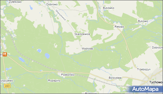 mapa Modrolas, Modrolas na mapie Targeo