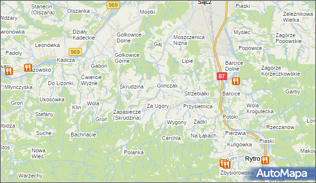 mapa Moszczenica Wyżna, Moszczenica Wyżna na mapie Targeo