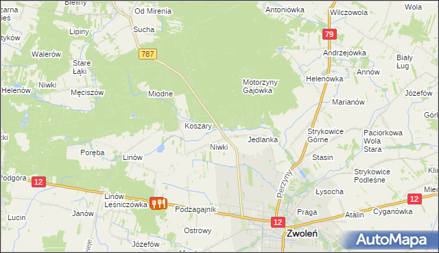 mapa Motorzyny, Motorzyny na mapie Targeo