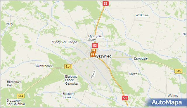 mapa Myszyniec, Myszyniec na mapie Targeo