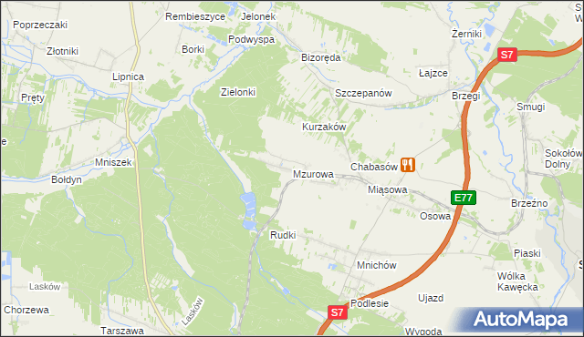 mapa Mzurowa, Mzurowa na mapie Targeo