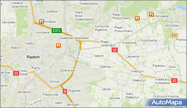 mapa Natolin gmina Jedlnia-Letnisko, Natolin gmina Jedlnia-Letnisko na mapie Targeo
