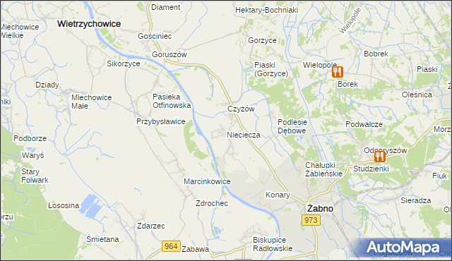 mapa Nieciecza, Nieciecza na mapie Targeo