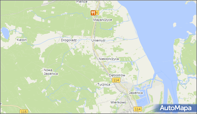 mapa Niekłończyca, Niekłończyca na mapie Targeo