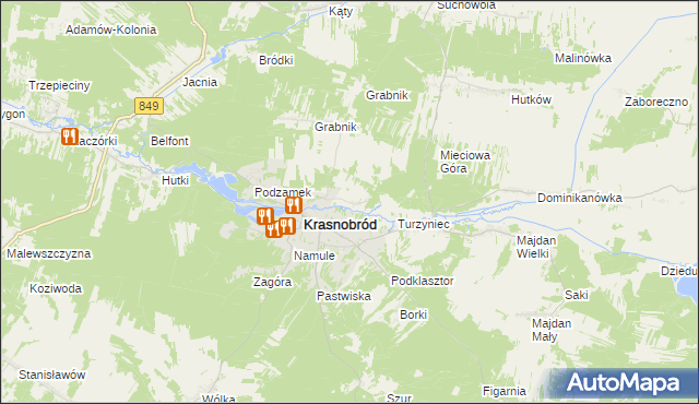 mapa Nowa Wieś gmina Krasnobród, Nowa Wieś gmina Krasnobród na mapie Targeo