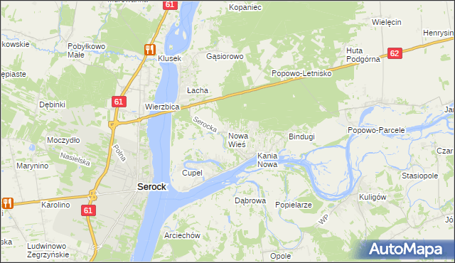 mapa Nowa Wieś gmina Serock, Nowa Wieś gmina Serock na mapie Targeo