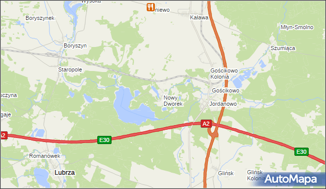 mapa Nowy Dworek gmina Świebodzin, Nowy Dworek gmina Świebodzin na mapie Targeo