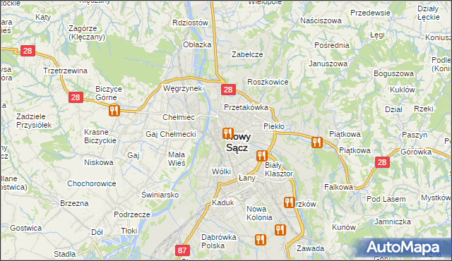 mapa Nowego Sącza, Nowy Sącz na mapie Targeo