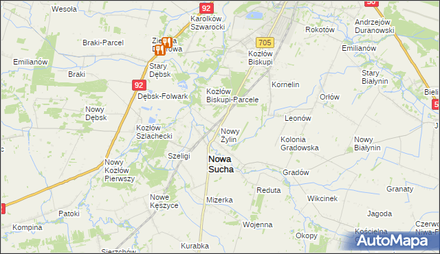 mapa Nowy Żylin, Nowy Żylin na mapie Targeo