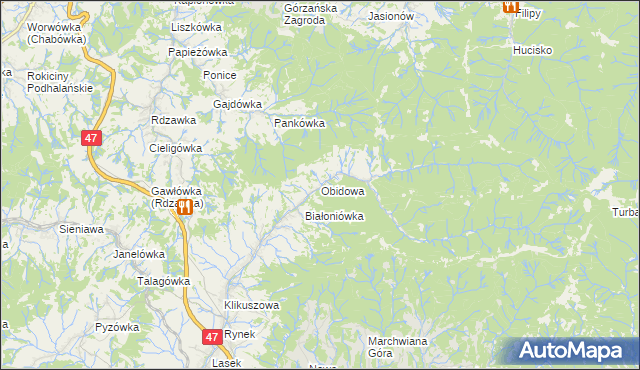 mapa Obidowa, Obidowa na mapie Targeo