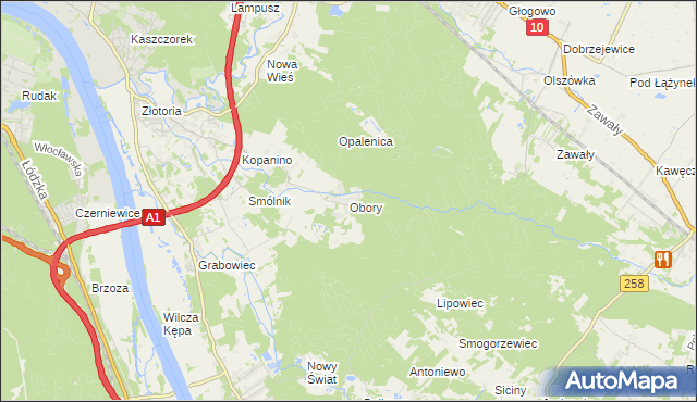 mapa Obory gmina Obrowo, Obory gmina Obrowo na mapie Targeo