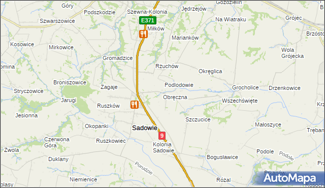 mapa Obręczna, Obręczna na mapie Targeo