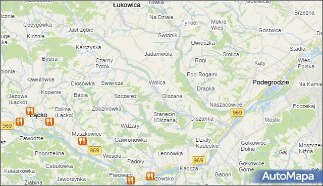 mapa Olszana, Olszana na mapie Targeo