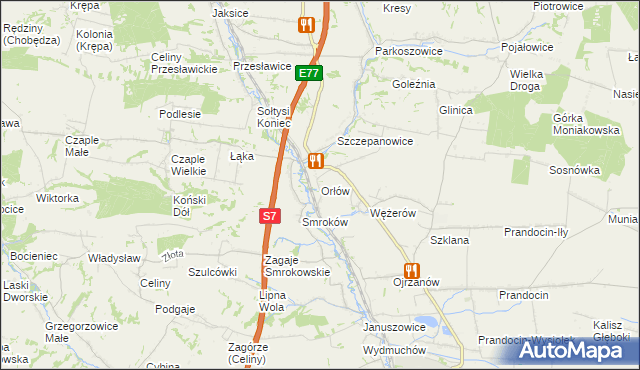 mapa Orłów gmina Słomniki, Orłów gmina Słomniki na mapie Targeo