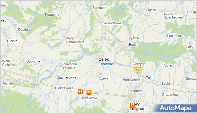 mapa Osiek Jasielski, Osiek Jasielski na mapie Targeo