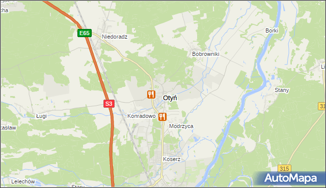 mapa Otyń, Otyń na mapie Targeo