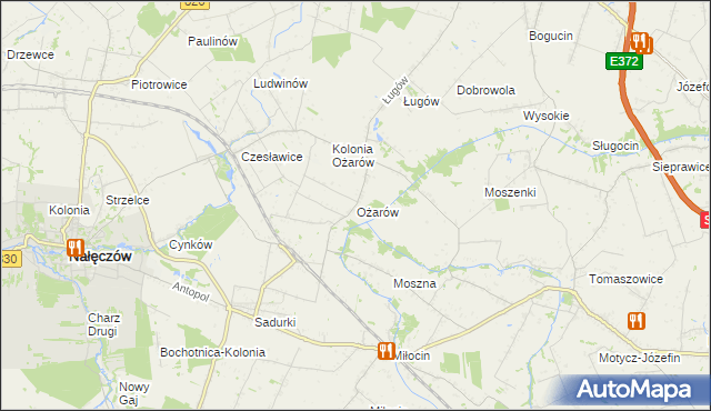 mapa Ożarów gmina Jastków, Ożarów gmina Jastków na mapie Targeo