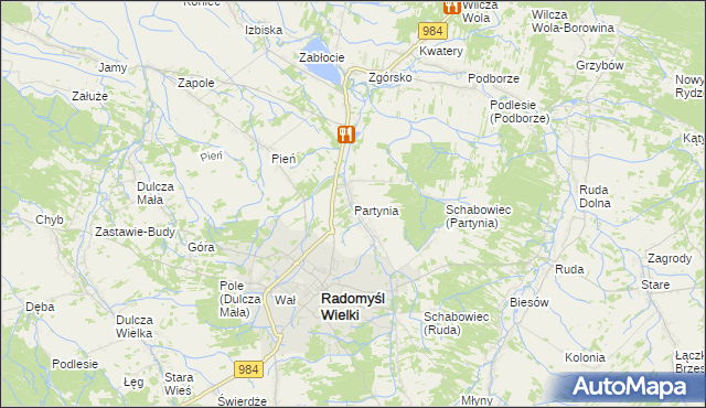 mapa Partynia, Partynia na mapie Targeo