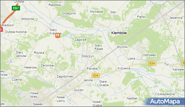 mapa Pasek gmina Klembów, Pasek gmina Klembów na mapie Targeo