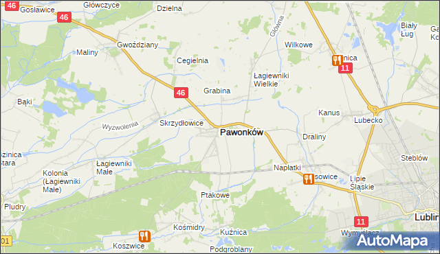 mapa Pawonków, Pawonków na mapie Targeo