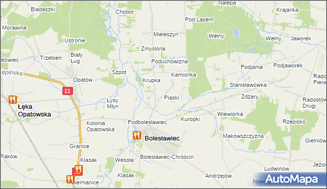 mapa Piaski gmina Bolesławiec, Piaski gmina Bolesławiec na mapie Targeo