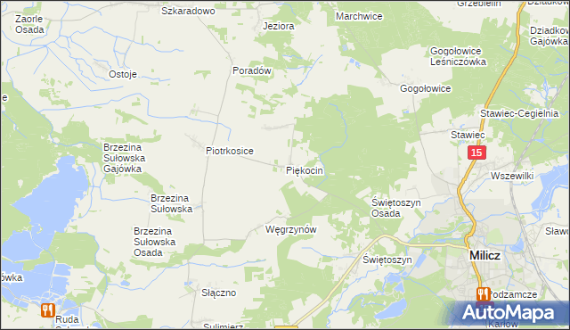 mapa Piękocin, Piękocin na mapie Targeo