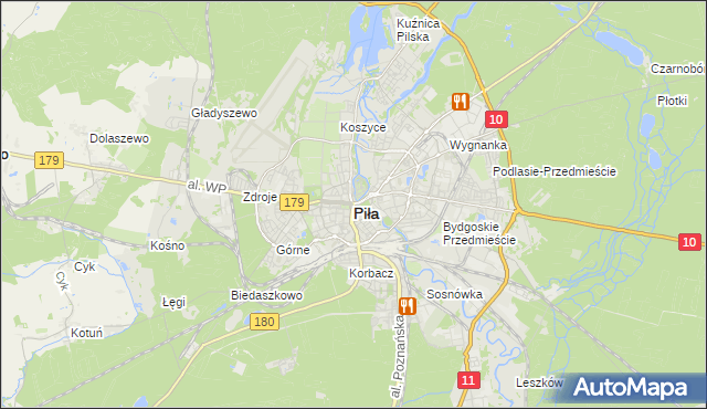 mapa Piły, Piła na mapie Targeo
