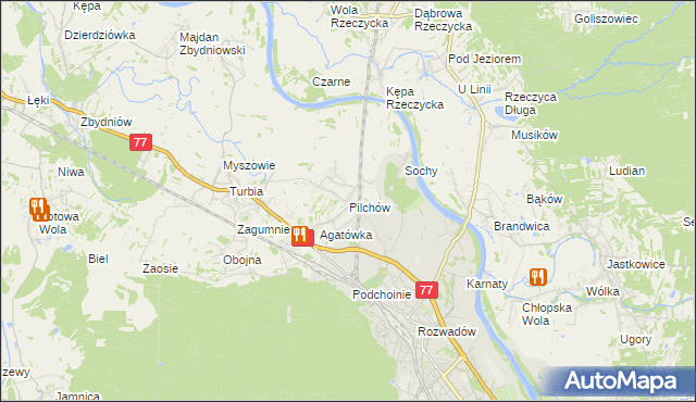 mapa Pilchów, Pilchów na mapie Targeo