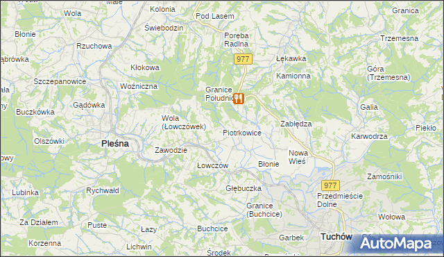 mapa Piotrkowice gmina Tuchów, Piotrkowice gmina Tuchów na mapie Targeo