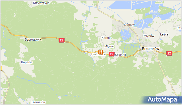 mapa Piotrowice gmina Przemków, Piotrowice gmina Przemków na mapie Targeo