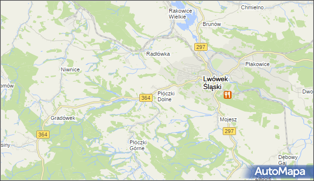 mapa Płóczki Dolne, Płóczki Dolne na mapie Targeo