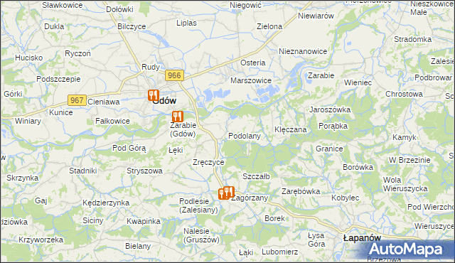 mapa Podolany gmina Gdów, Podolany gmina Gdów na mapie Targeo