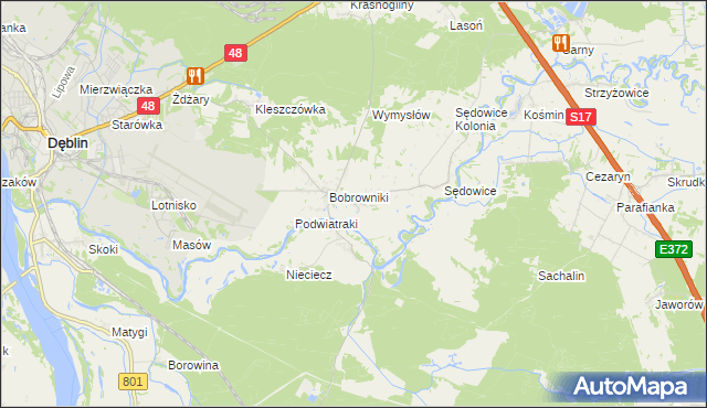 mapa Podwierzbie gmina Ryki, Podwierzbie gmina Ryki na mapie Targeo