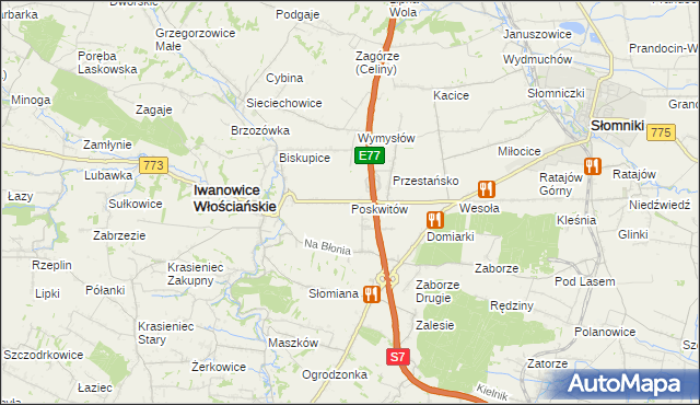 mapa Poskwitów, Poskwitów na mapie Targeo
