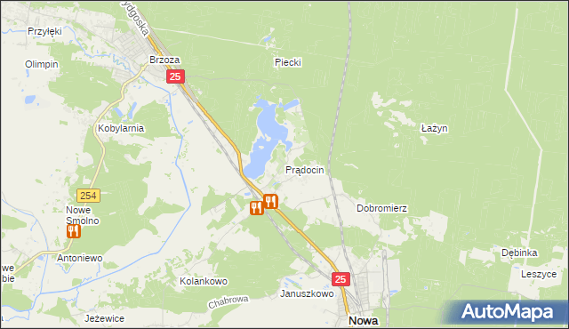 mapa Prądocin gmina Nowa Wieś Wielka, Prądocin gmina Nowa Wieś Wielka na mapie Targeo