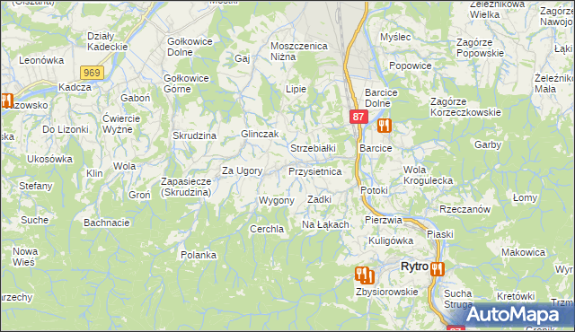mapa Przysietnica gmina Stary Sącz, Przysietnica gmina Stary Sącz na mapie Targeo
