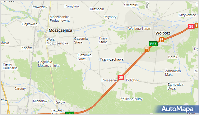 mapa Psary-Lechawa, Psary-Lechawa na mapie Targeo