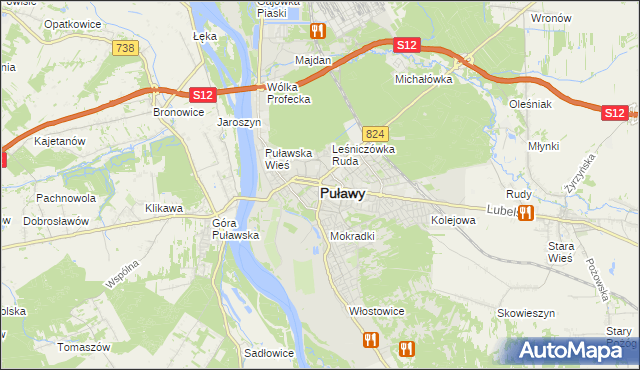 mapa Puław, Puławy na mapie Targeo