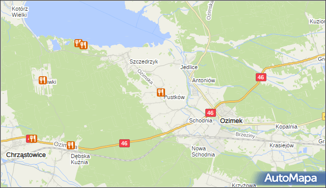 mapa Pustków gmina Ozimek, Pustków gmina Ozimek na mapie Targeo