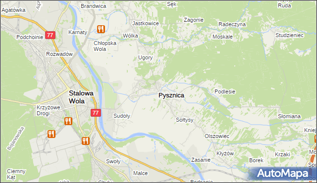 mapa Pysznica, Pysznica na mapie Targeo