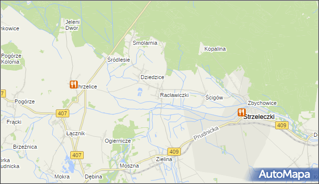 mapa Racławiczki, Racławiczki na mapie Targeo