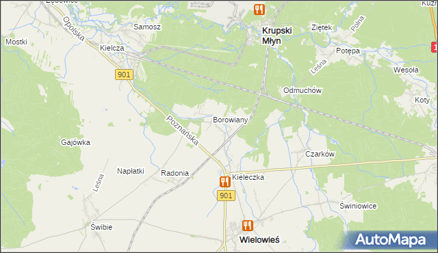 mapa Raduń gmina Wielowieś, Raduń gmina Wielowieś na mapie Targeo