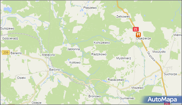 mapa Radzikowo, Radzikowo na mapie Targeo