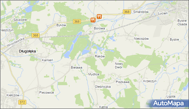mapa Raków gmina Długołęka, Raków gmina Długołęka na mapie Targeo