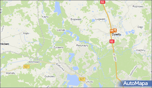 mapa Redykajny, Redykajny na mapie Targeo