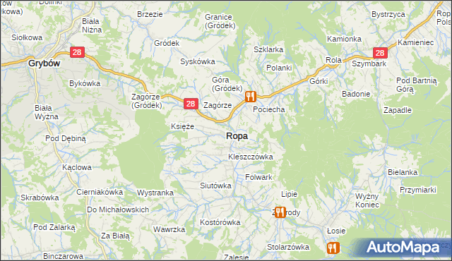 mapa Ropa, Ropa na mapie Targeo