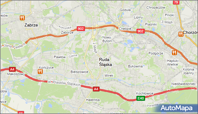 mapa Rudy Śląskiej, Ruda Śląska na mapie Targeo